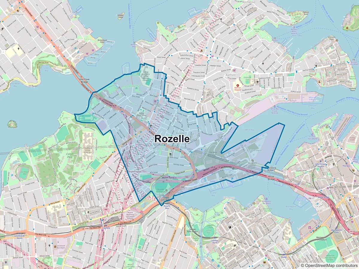 Map of Rozelle, NSW, Australia