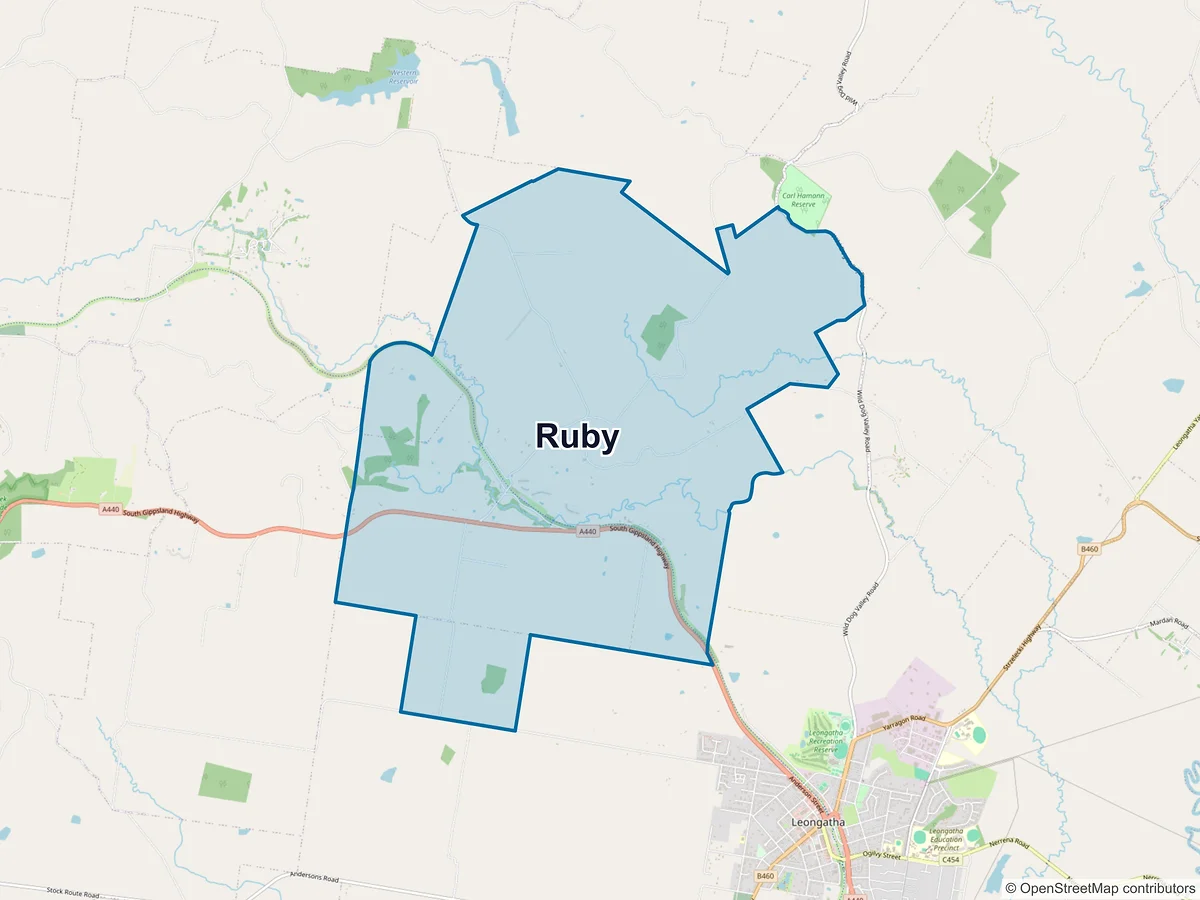 Map of Ruby, VIC, Australia