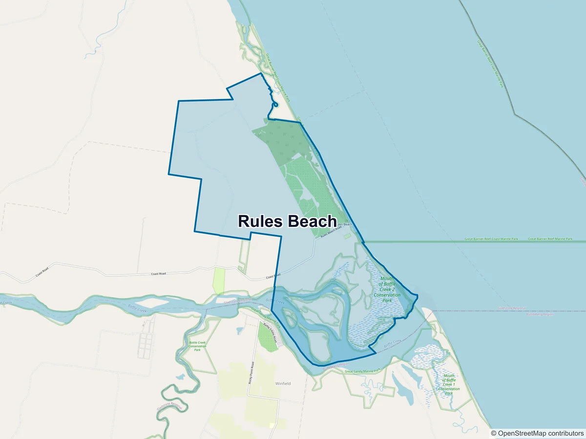 Map of Rules Beach, QLD, Australia
