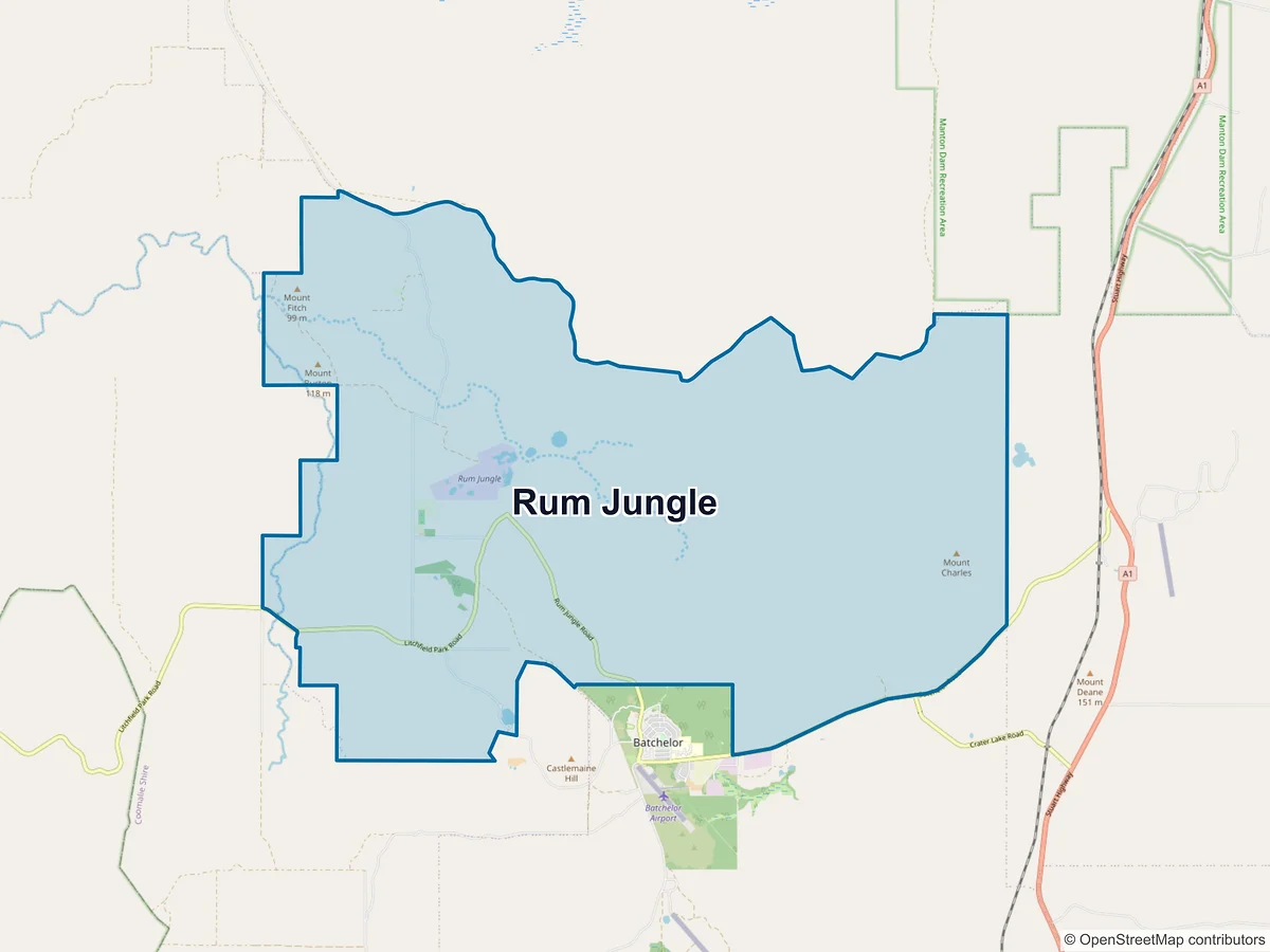 Map of Rum Jungle, NT, Australia