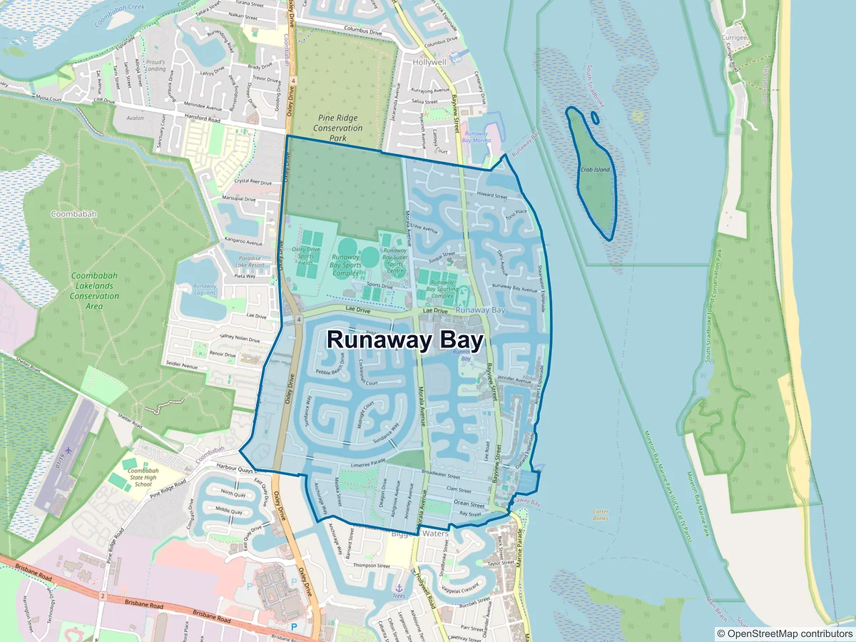 Map of Runaway Bay, QLD, Australia