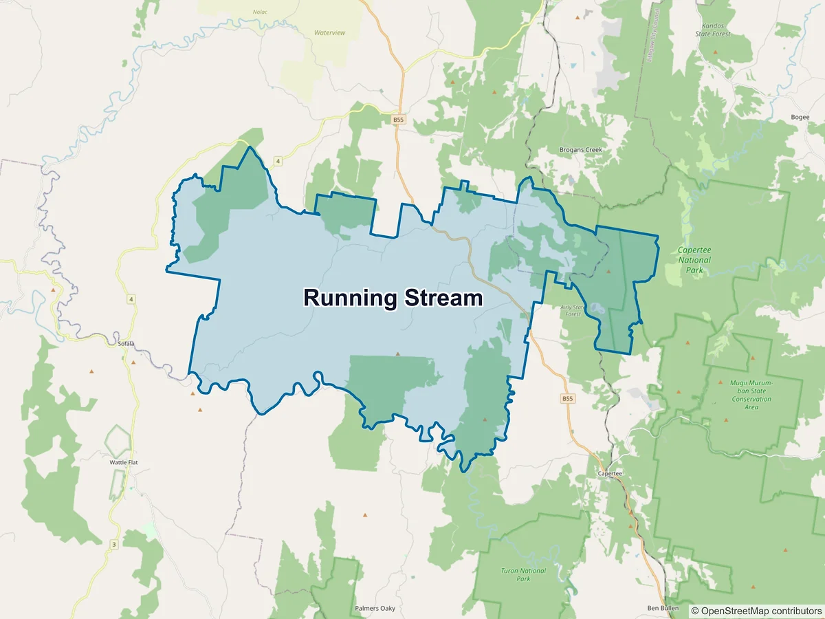 Map of Running Stream, NSW, Australia