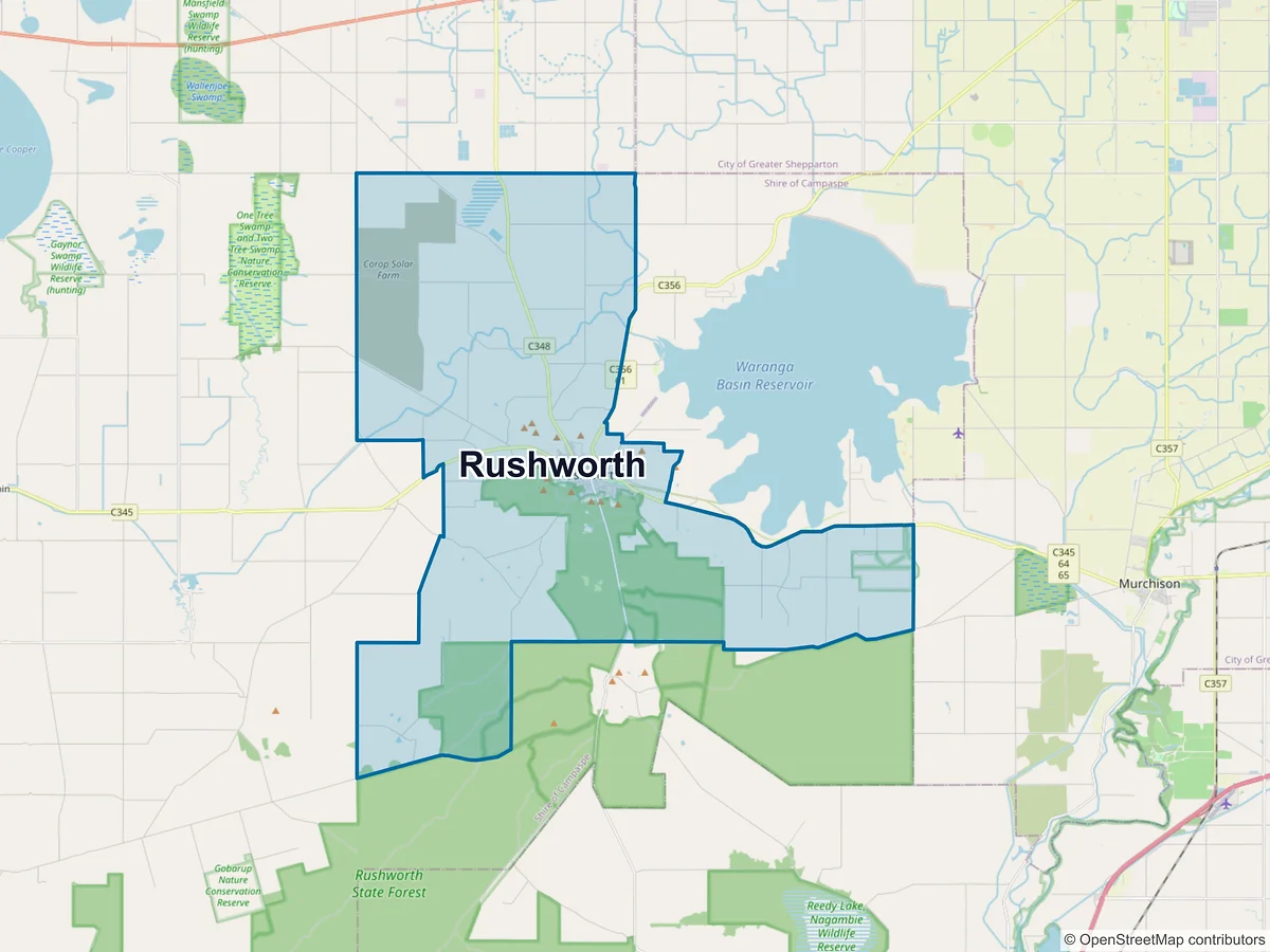 Map of Rushworth, VIC, Australia