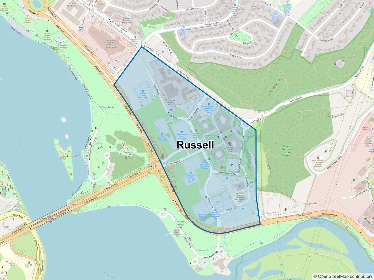 Map of Russell, ACT, Australia