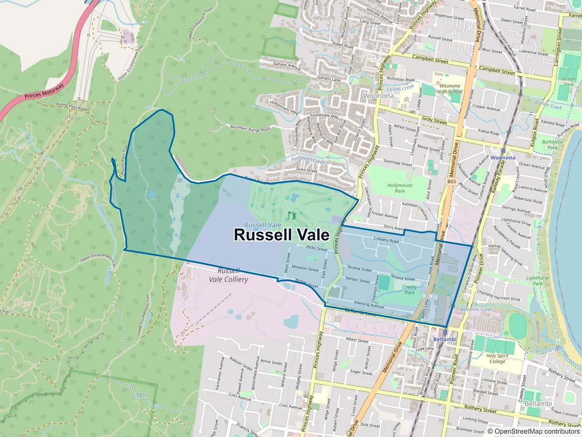 Map of Russell Vale, NSW, Australia