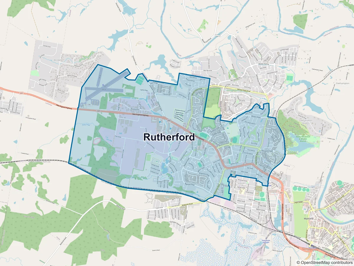 Map of Rutherford, NSW, Australia
