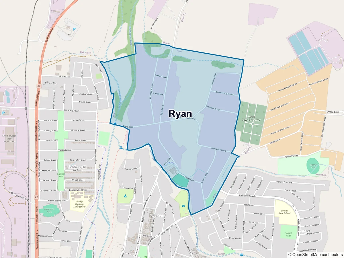 Map of Ryan, QLD, Australia