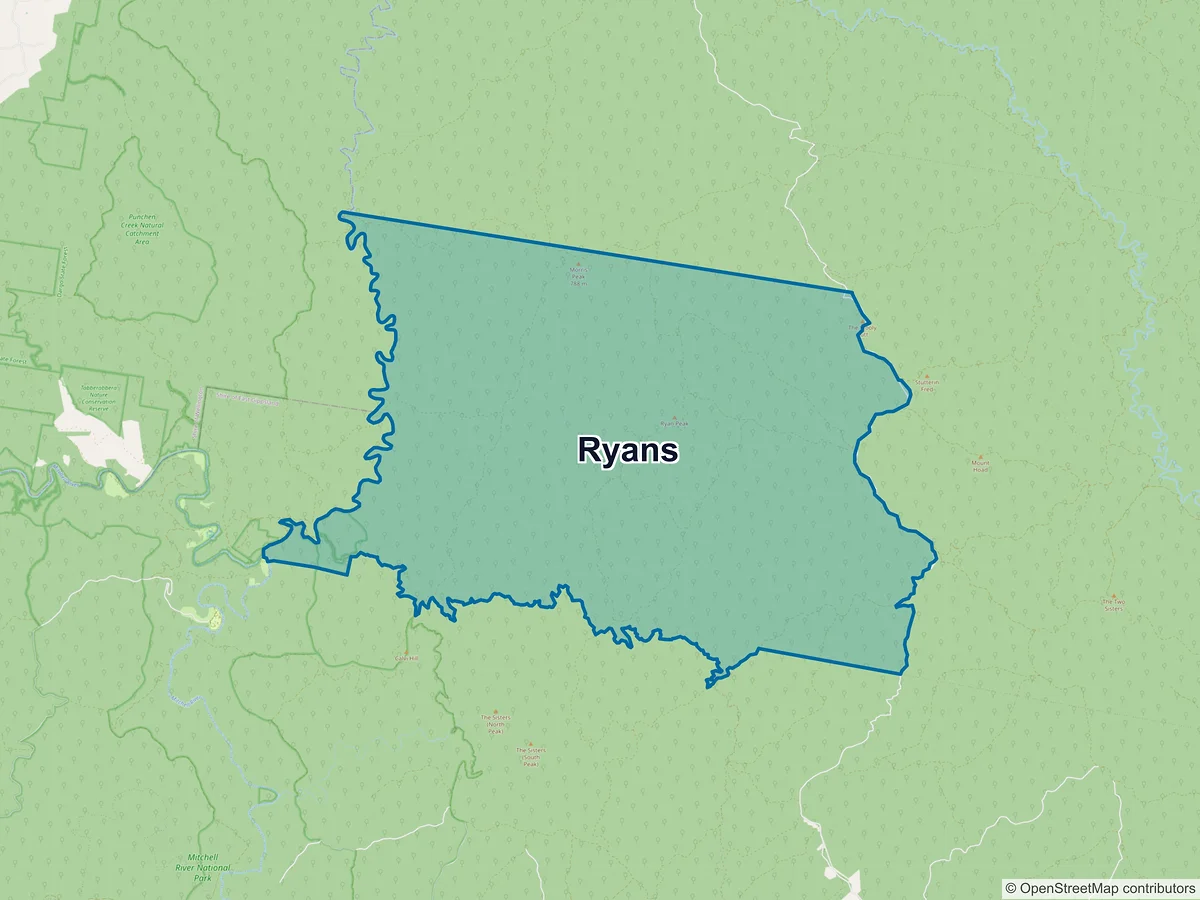 Map of Ryans, VIC, Australia