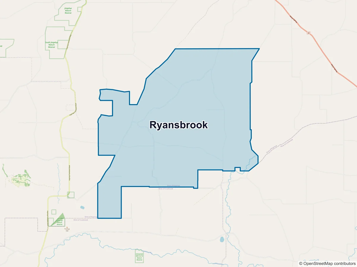 Map of Ryansbrook, WA, Australia