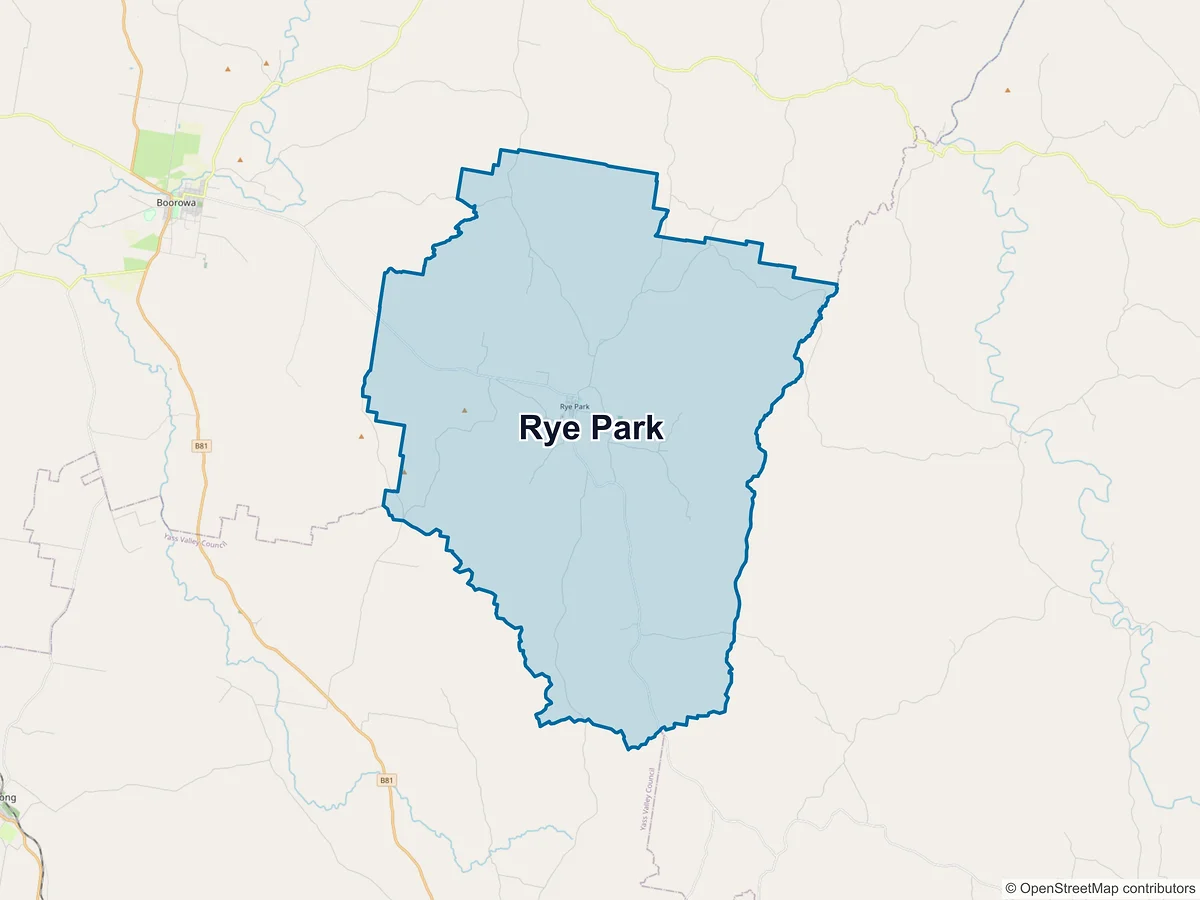 Map of Rye Park, NSW, Australia