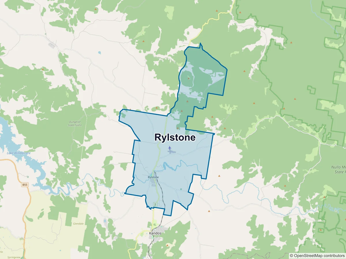 Map of Rylstone, NSW, Australia