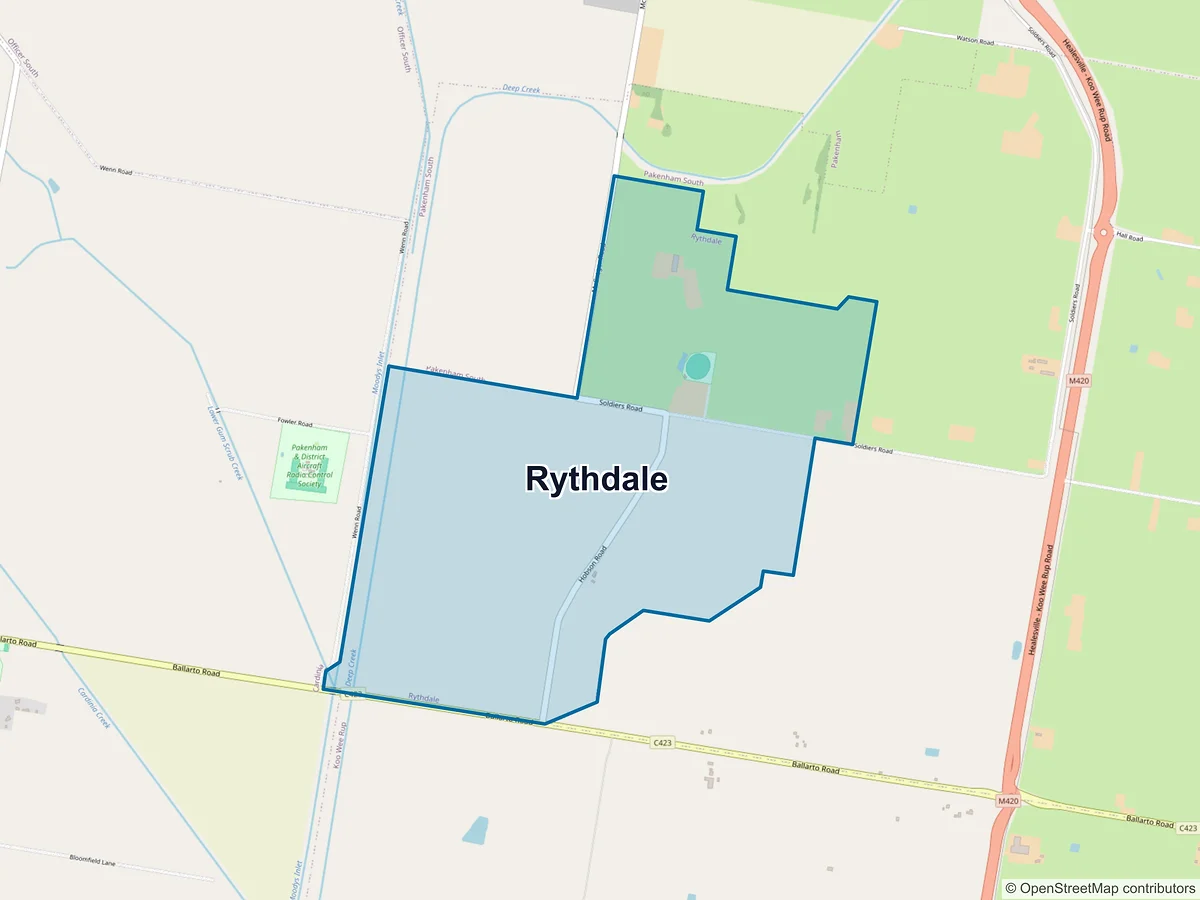 Map of Rythdale, VIC, Australia