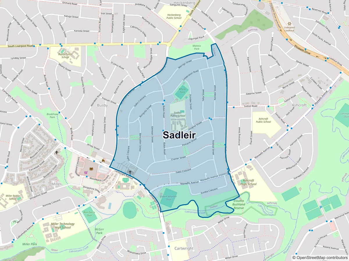 Map of Sadleir, NSW, Australia