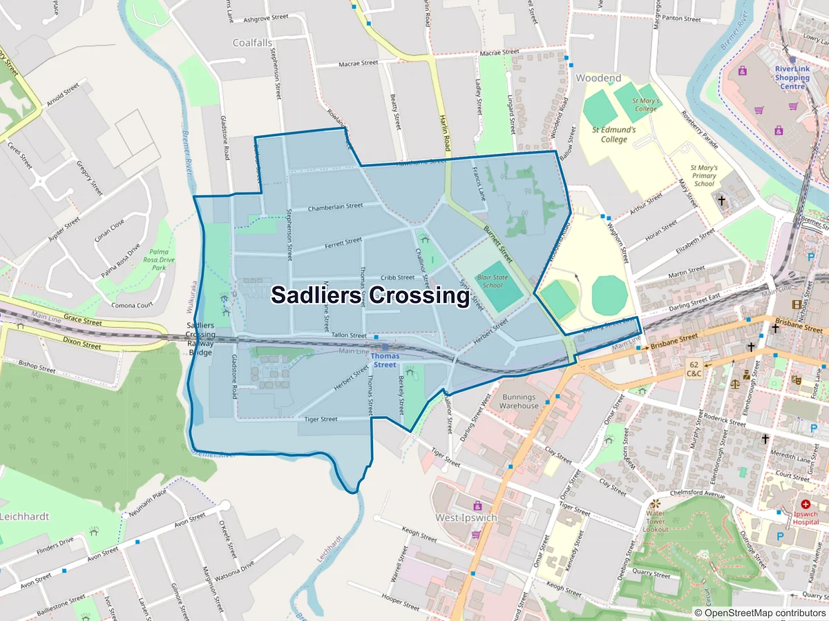 Map of Sadliers Crossing, QLD, Australia