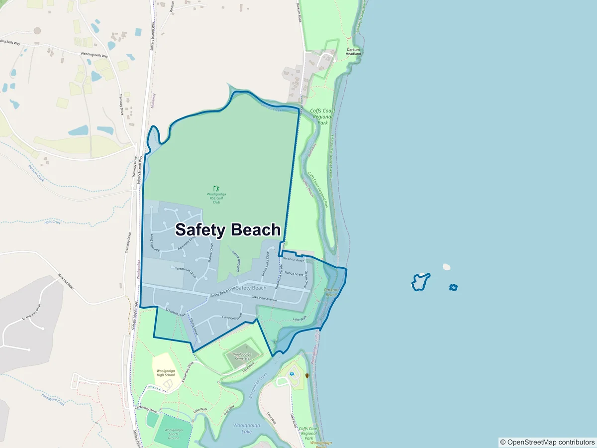 Map of Safety Beach, NSW, Australia