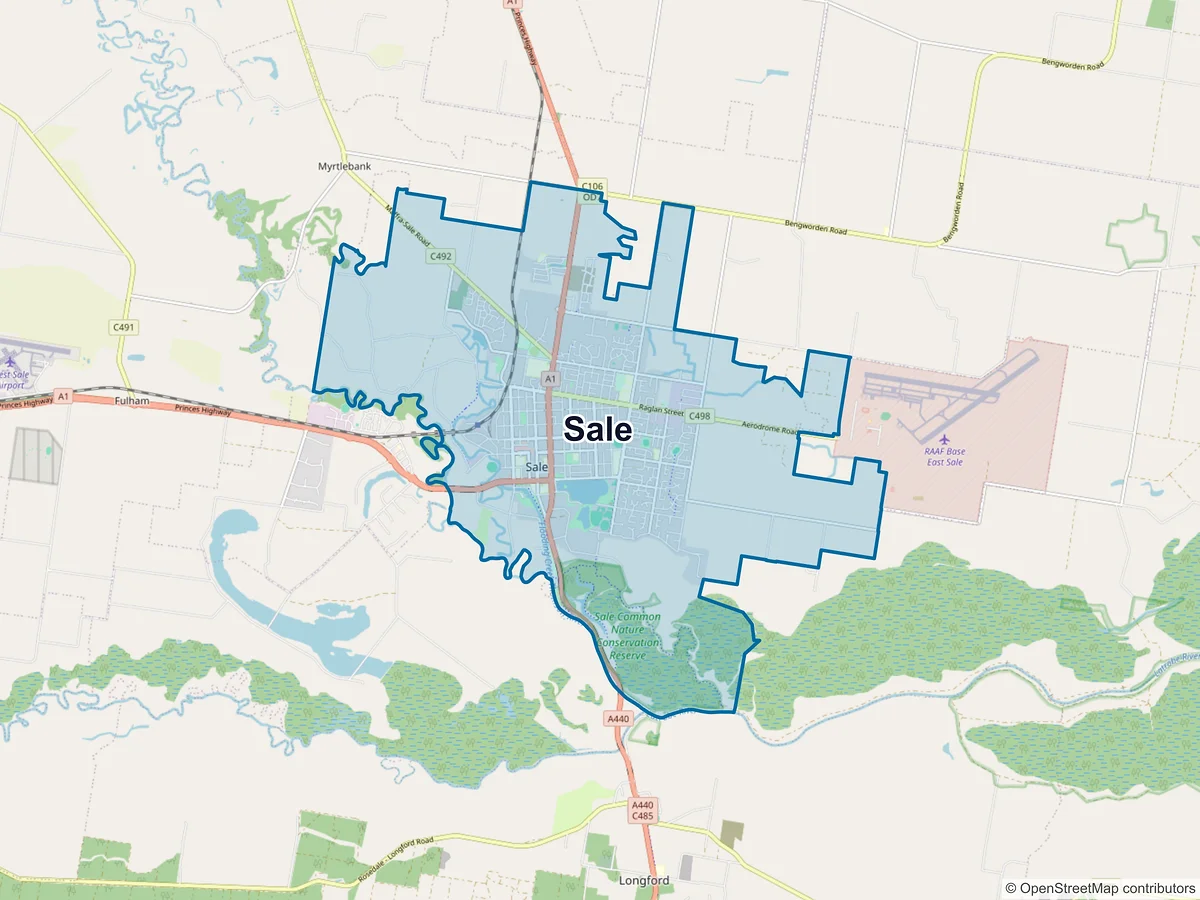 Map of Sale, VIC, Australia