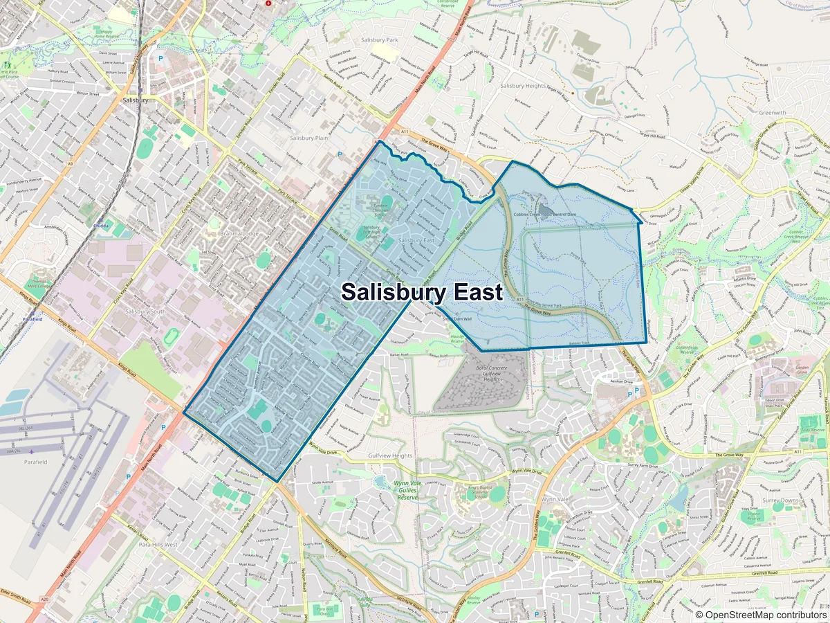 Map of Salisbury East, SA, Australia