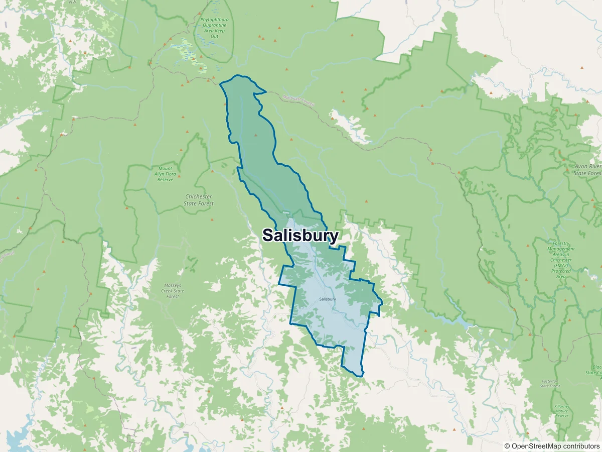Map of Salisbury, NSW, Australia