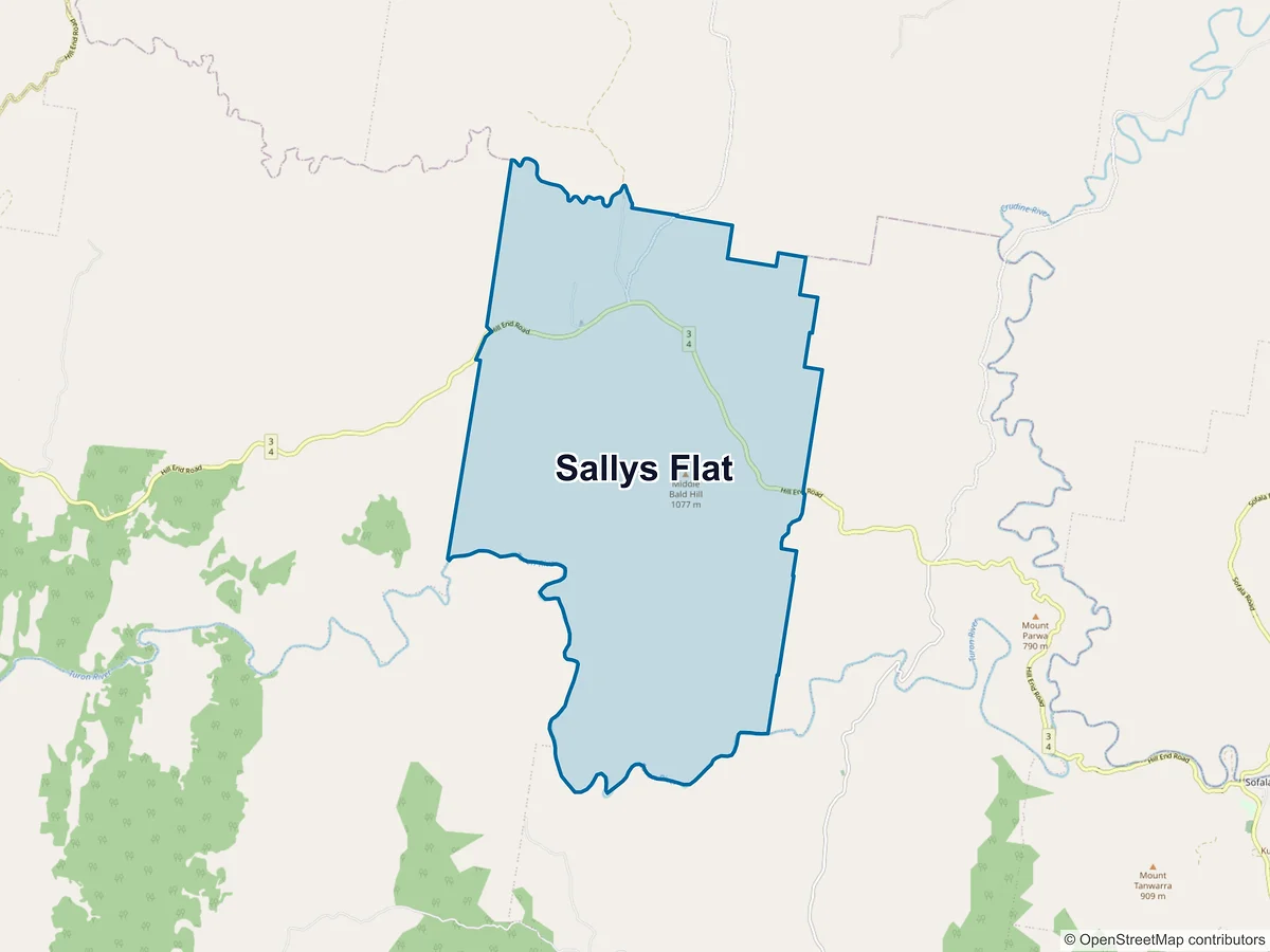 Map of Sallys Flat, NSW, Australia