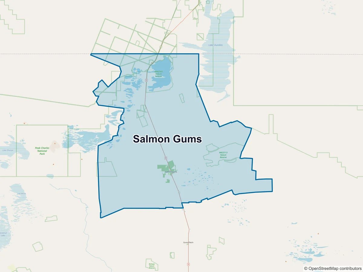 Map of Salmon Gums, WA, Australia