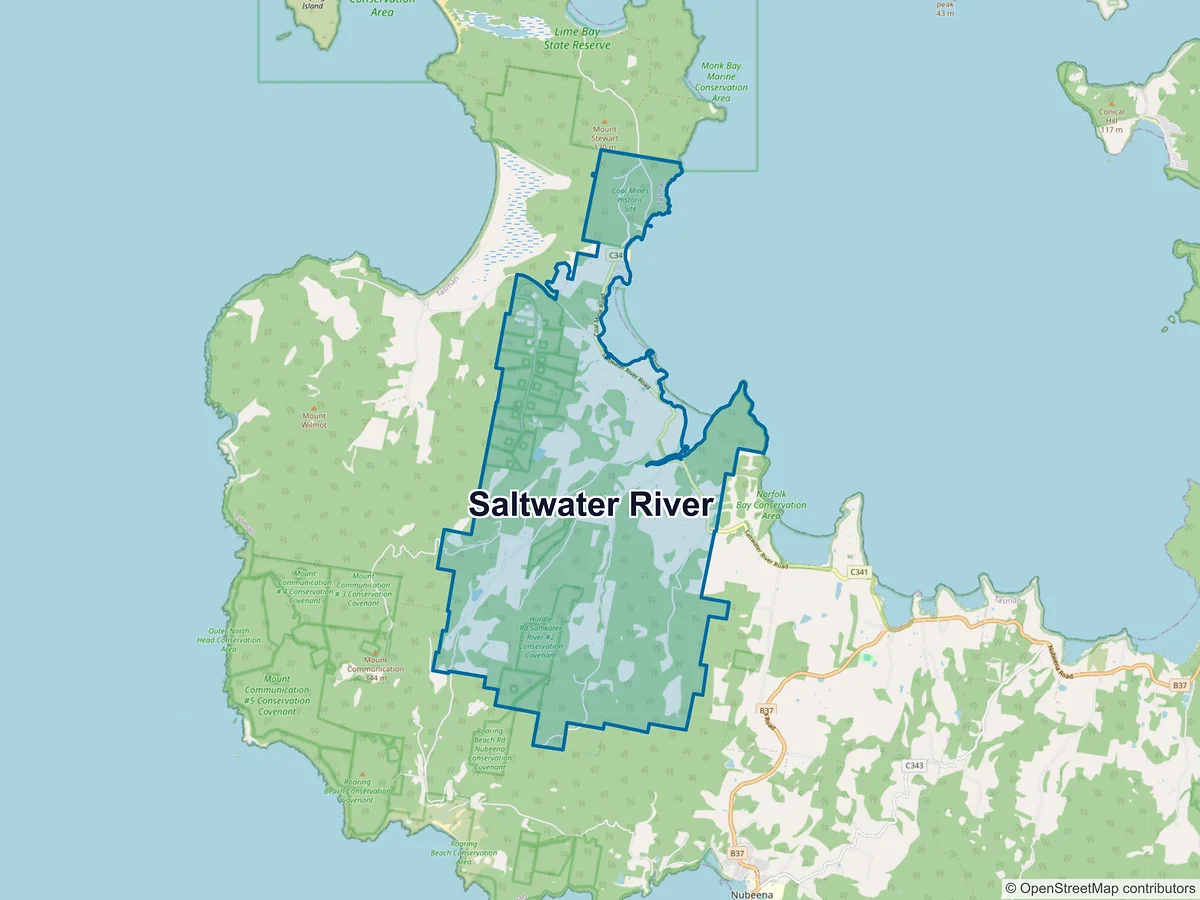 Map of Saltwater River, TAS, Australia