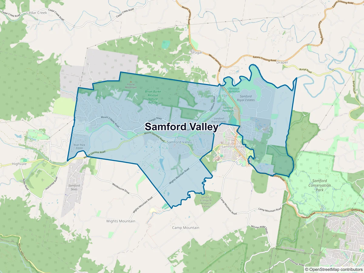 Map of Samford Valley, QLD, Australia