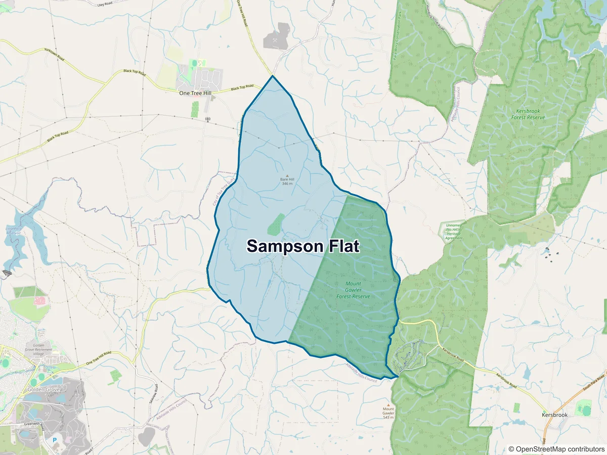 Map of Sampson Flat, SA, Australia