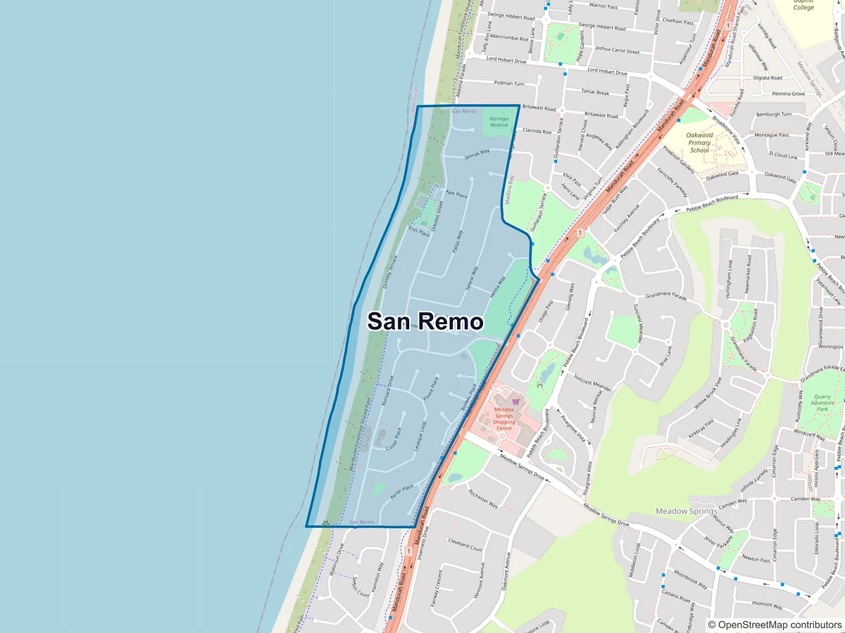 Map of San Remo, WA, Australia
