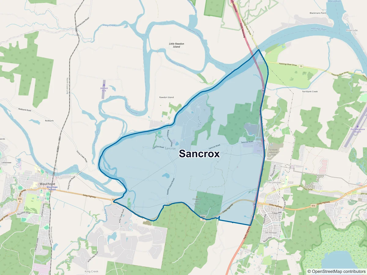 Map of Sancrox, NSW, Australia