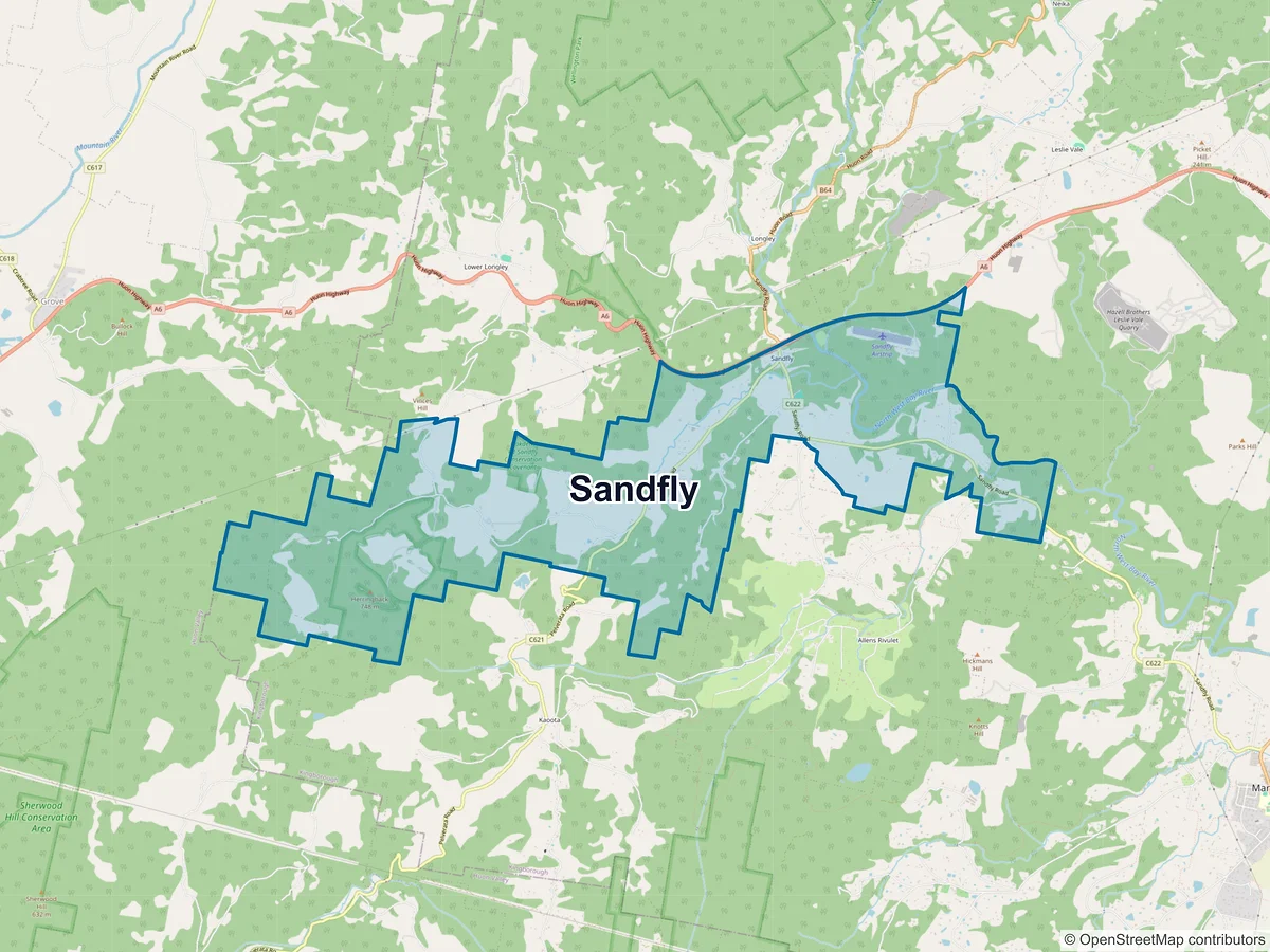 Map of Sandfly, TAS, Australia