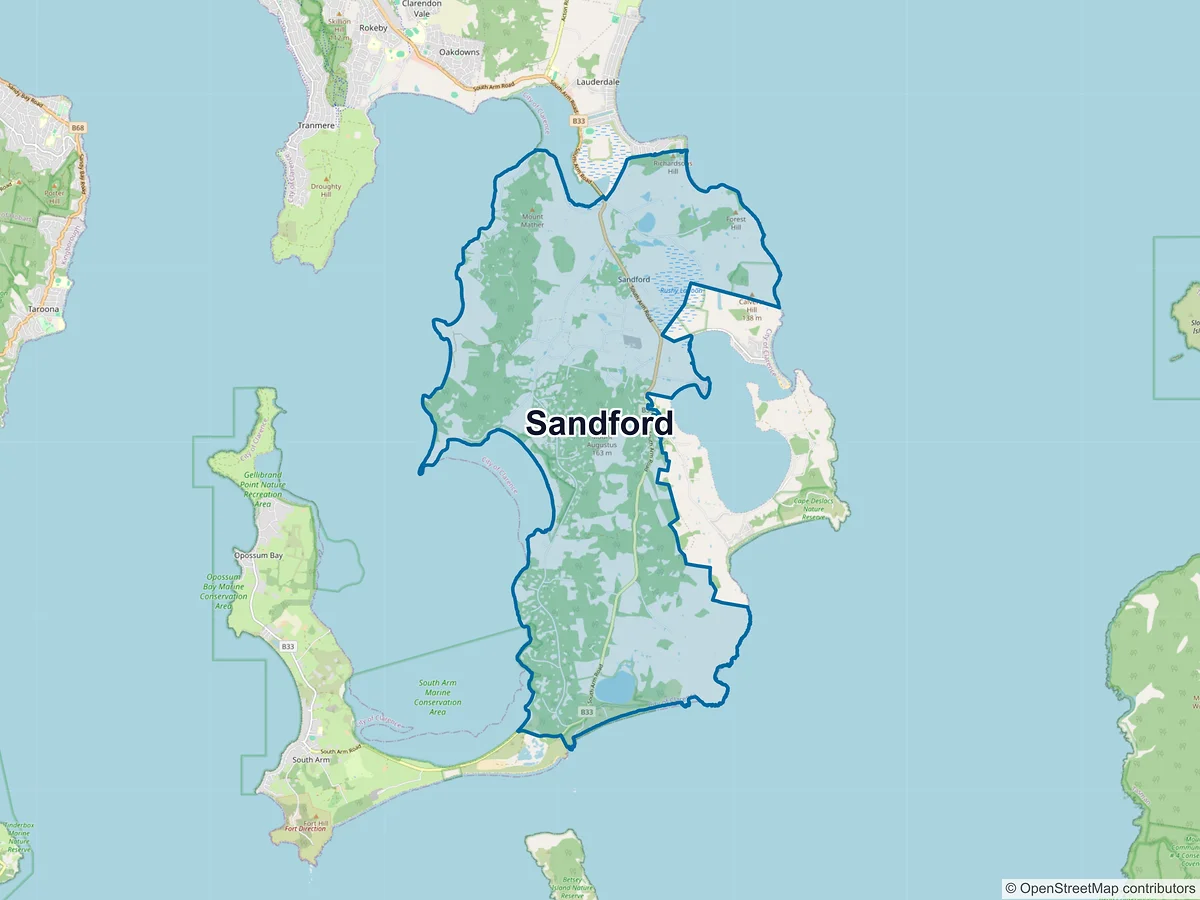 Map of Sandford, TAS, Australia