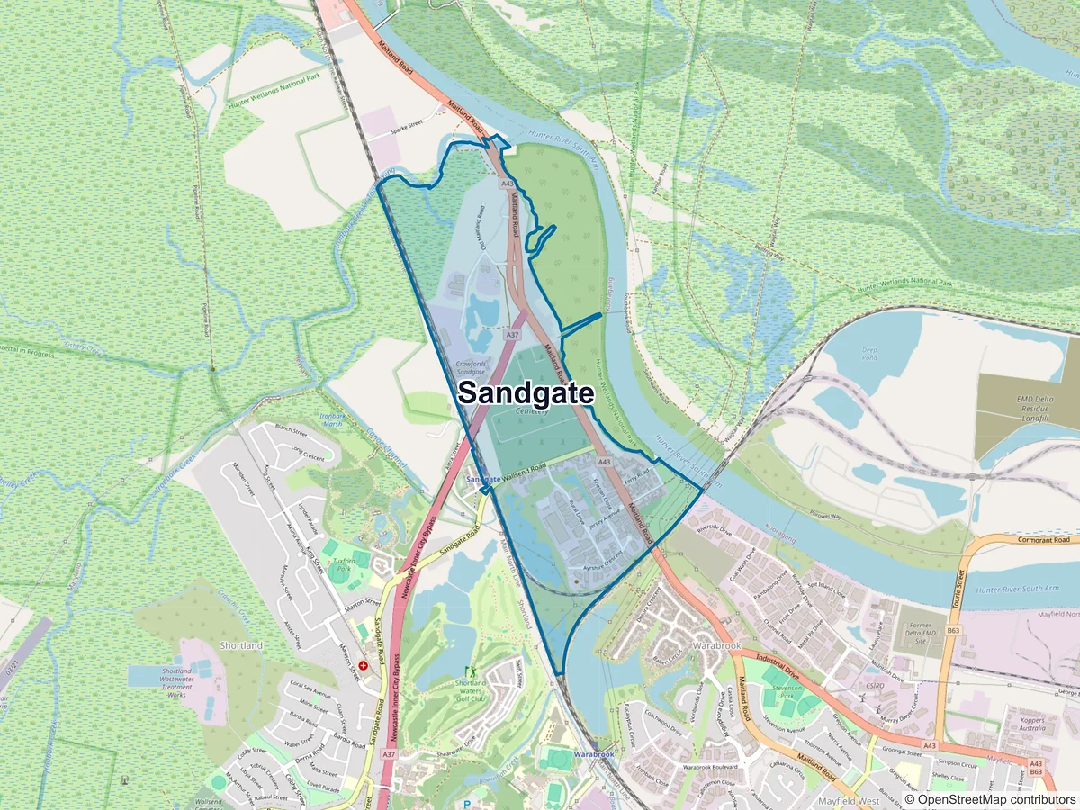 Map of Sandgate, NSW, Australia