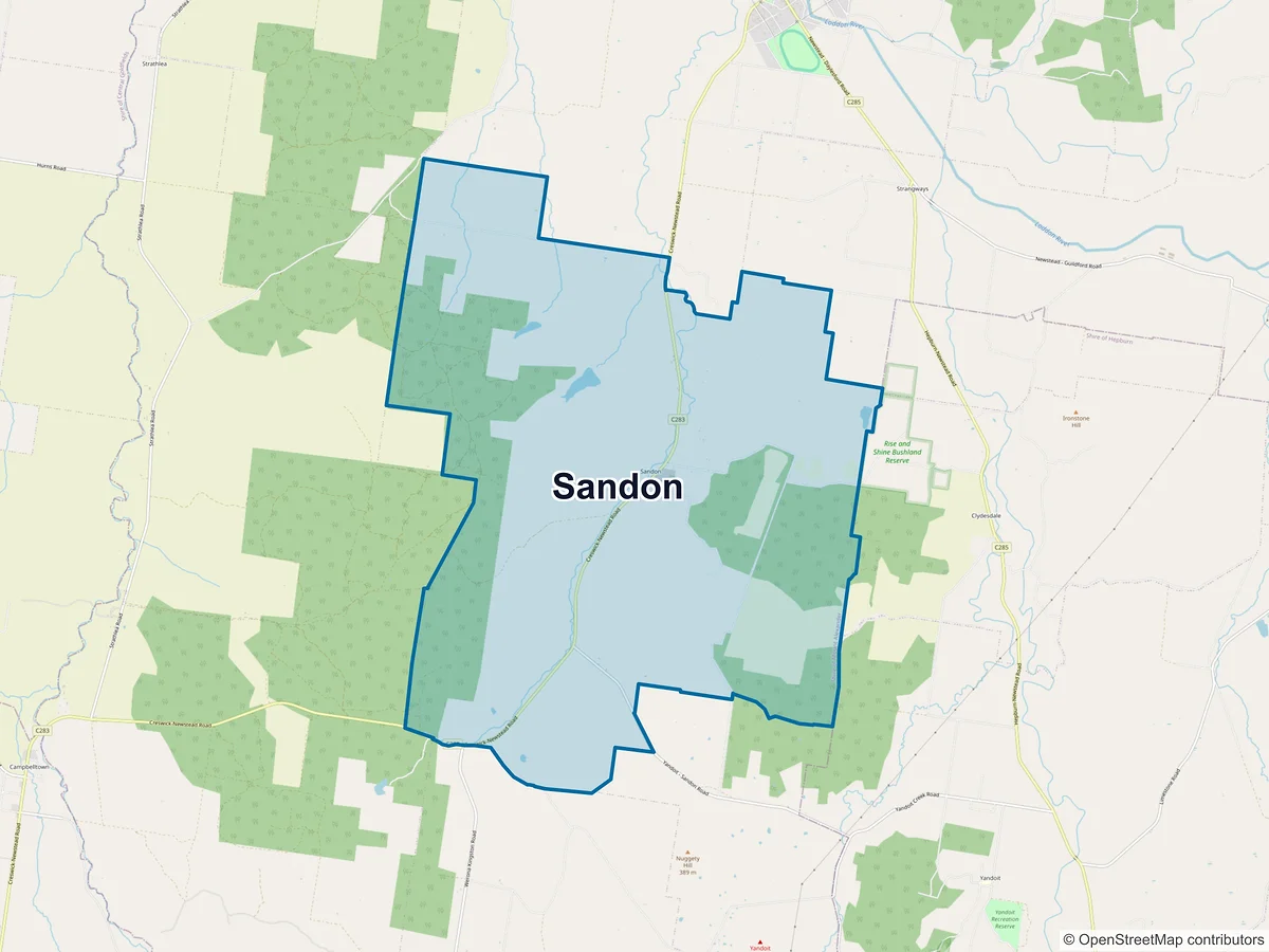 Map of Sandon, VIC, Australia