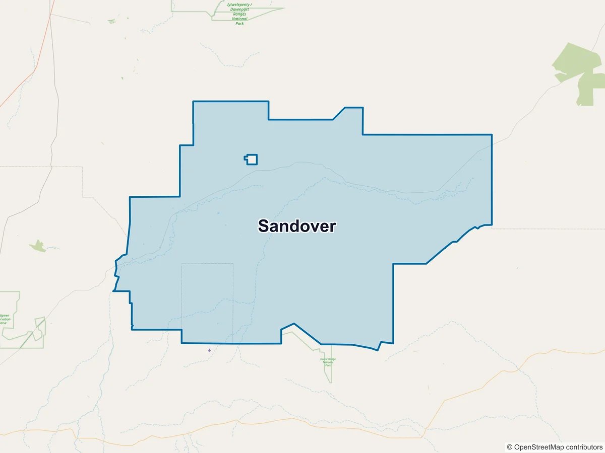 Map of Sandover, NT, Australia