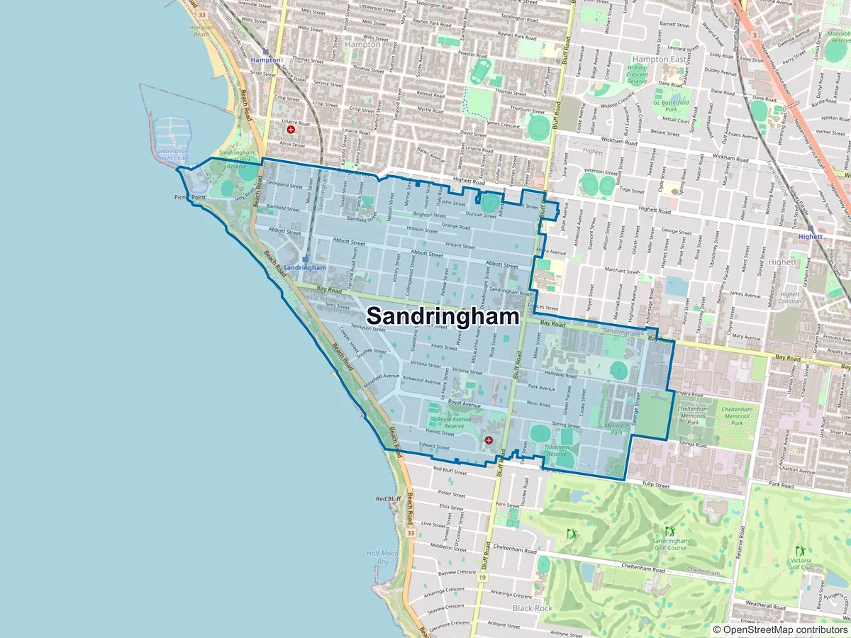 Map of Sandringham, VIC, Australia
