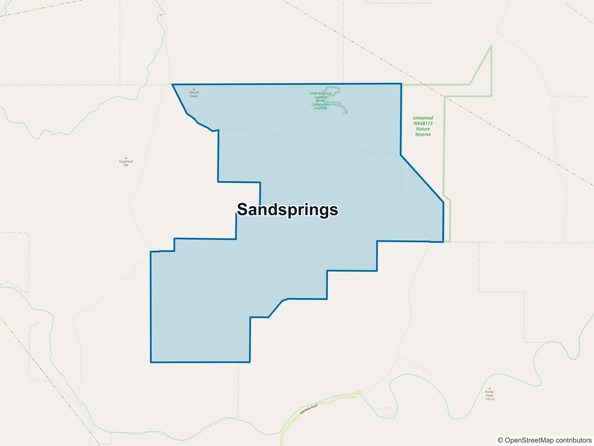 Map of Sandsprings, WA, Australia
