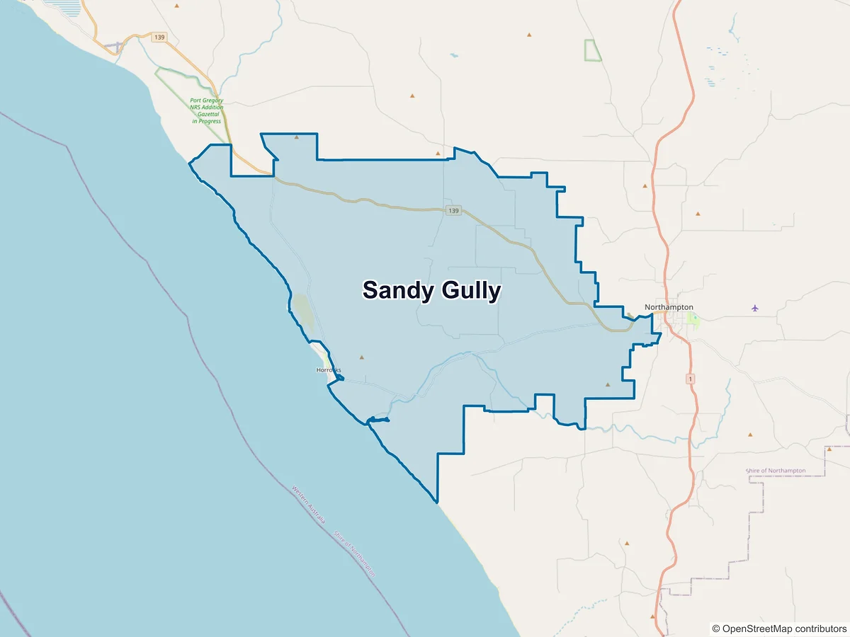Map of Sandy Gully, WA, Australia