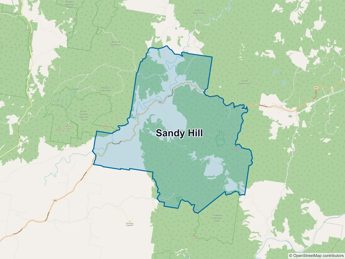 Map of Sandy Hill, NSW, Australia