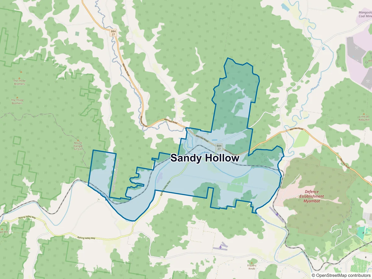 Map of Sandy Hollow, NSW, Australia