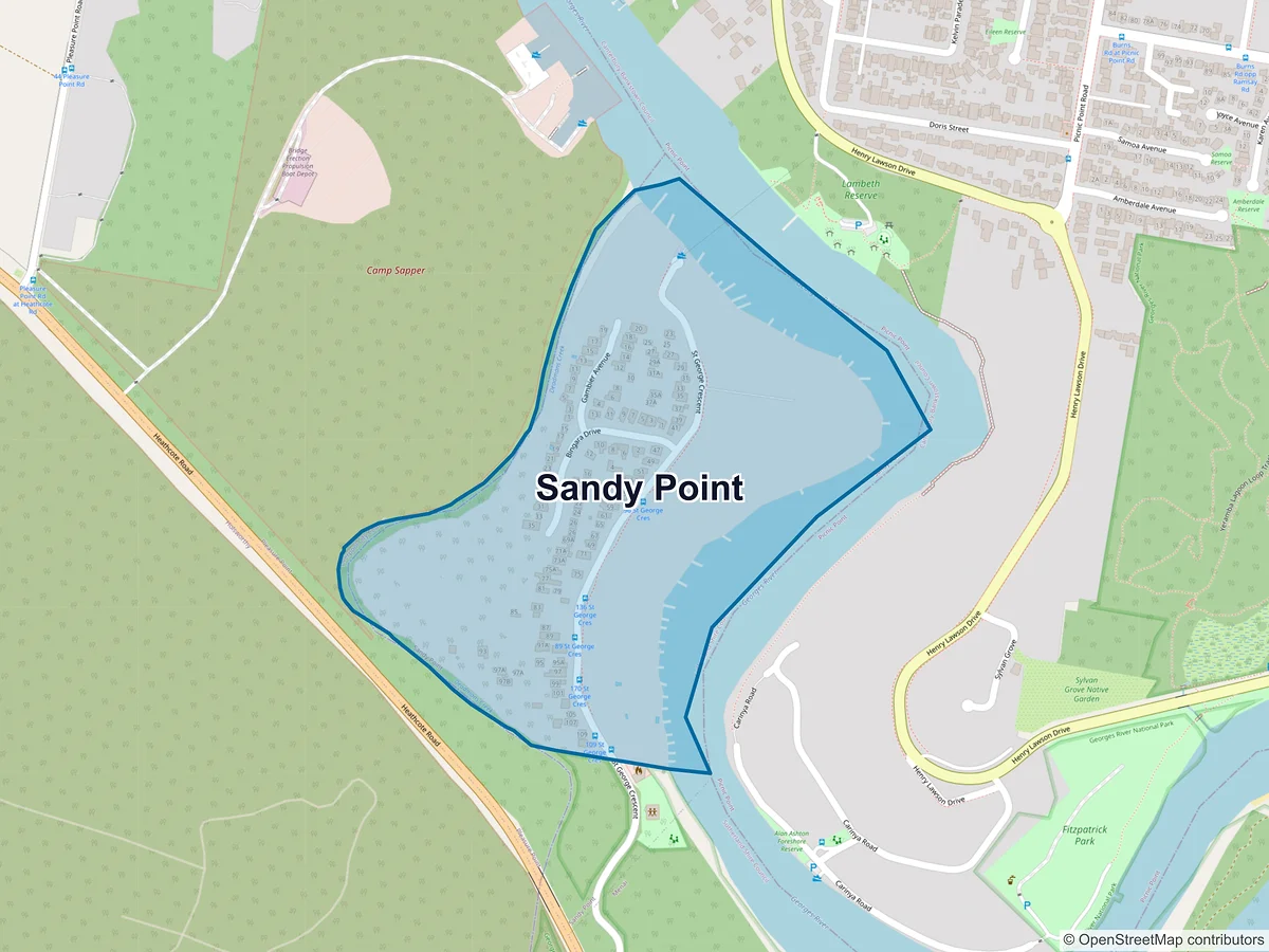 Map of Sandy Point, NSW, Australia