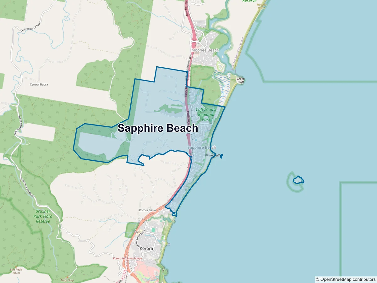 Map of Sapphire Beach, NSW, Australia