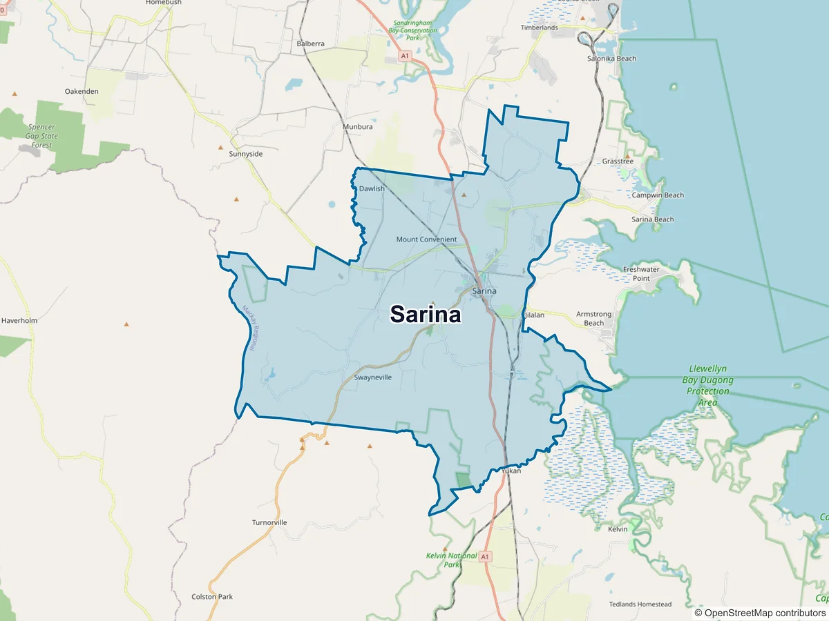 Map of Sarina, QLD, Australia