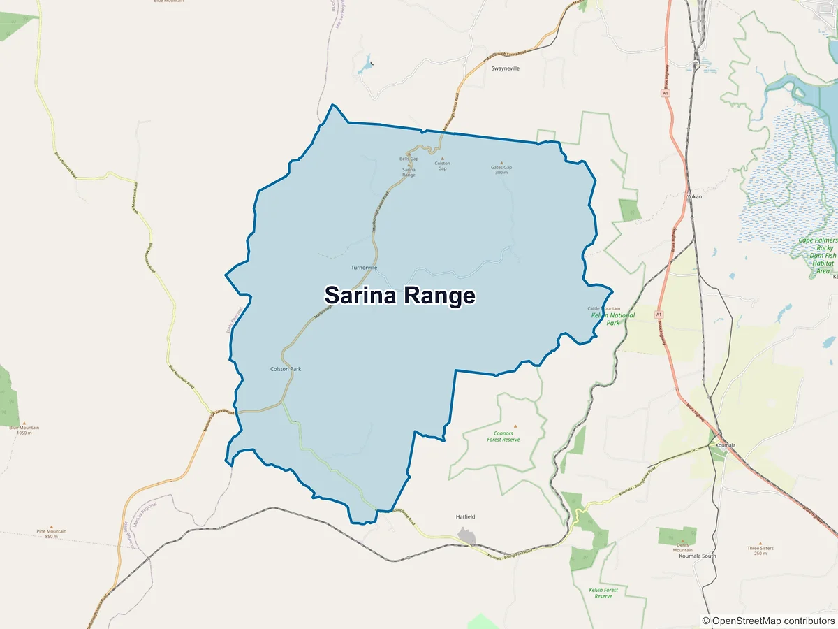Map of Sarina Range, QLD, Australia