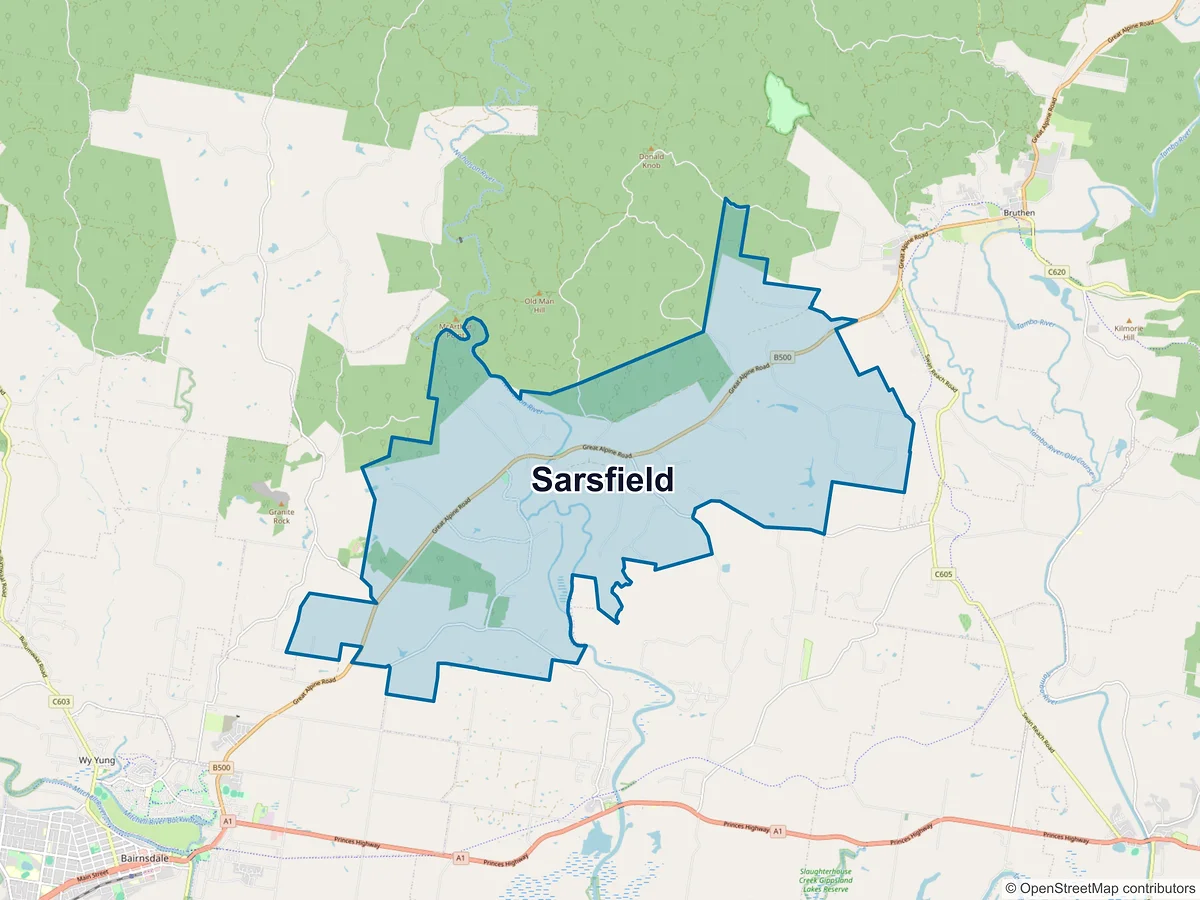 Map of Sarsfield, VIC, Australia
