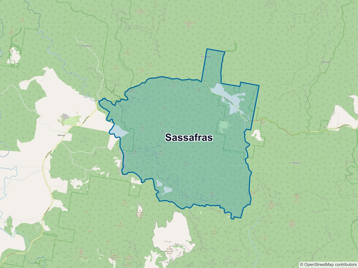 Map of Sassafras, NSW, Australia