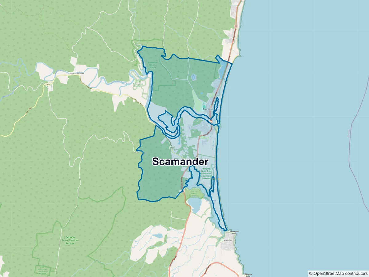 Map of Scamander, TAS, Australia