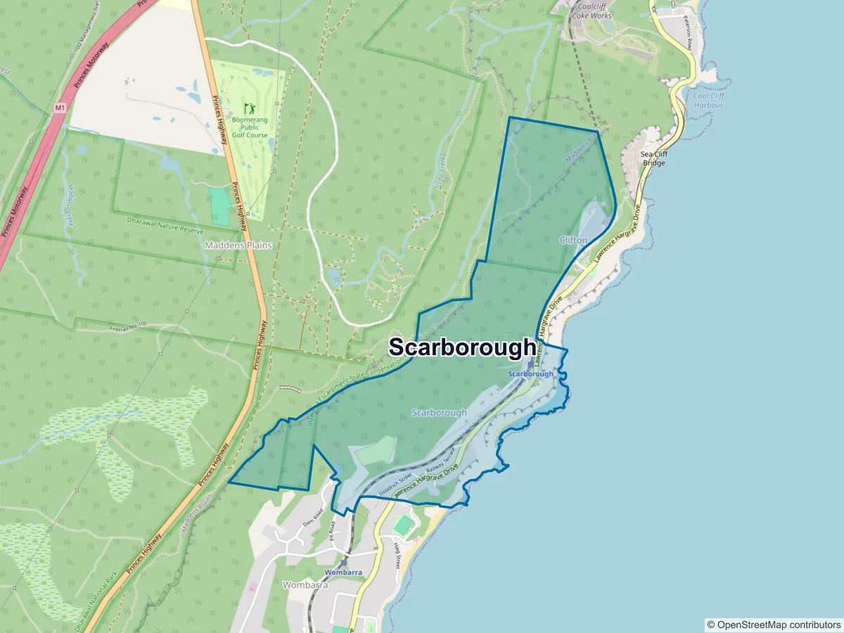Map of Scarborough, NSW, Australia