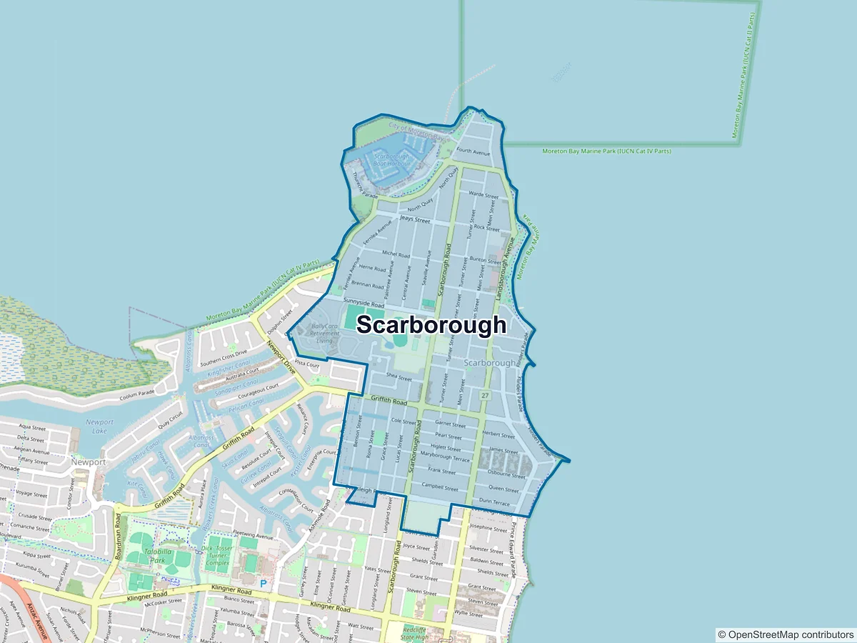 Map of Scarborough, QLD, Australia