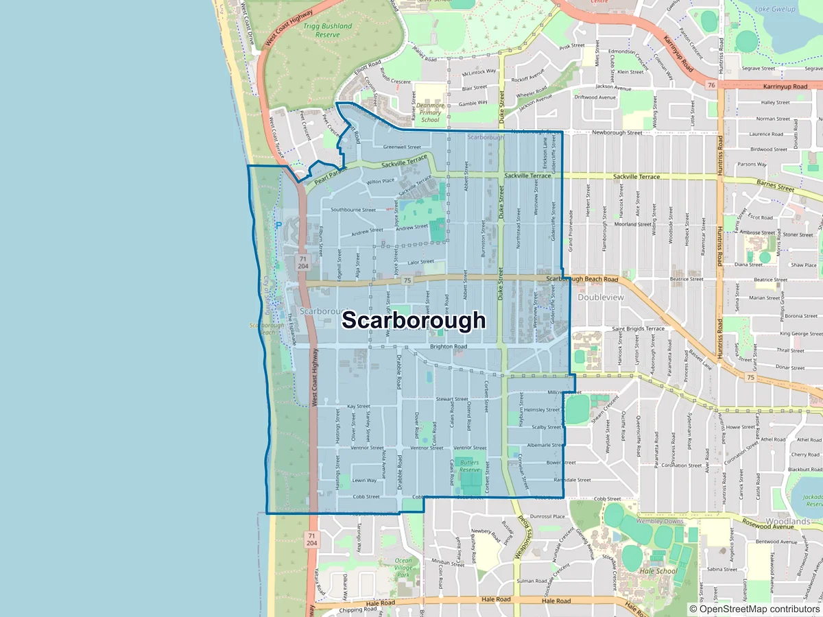 Map of Scarborough, WA, Australia