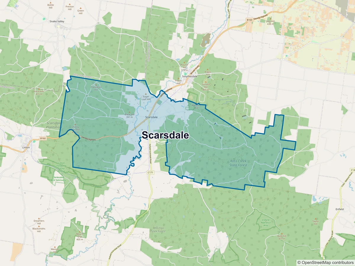 Map of Scarsdale, VIC, Australia